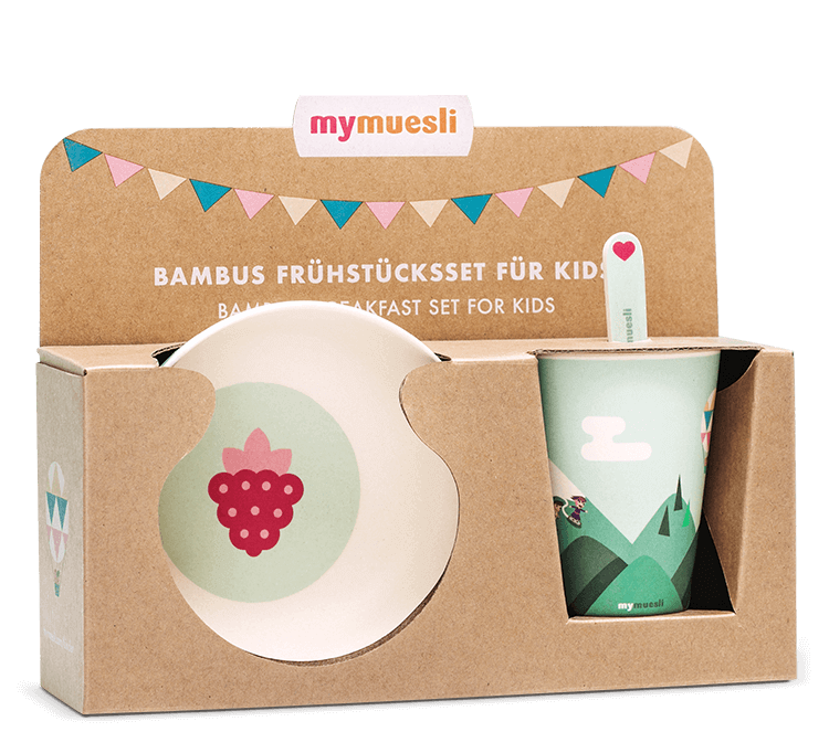 Kindergeschirr aus Bambus- und Maisfasern.