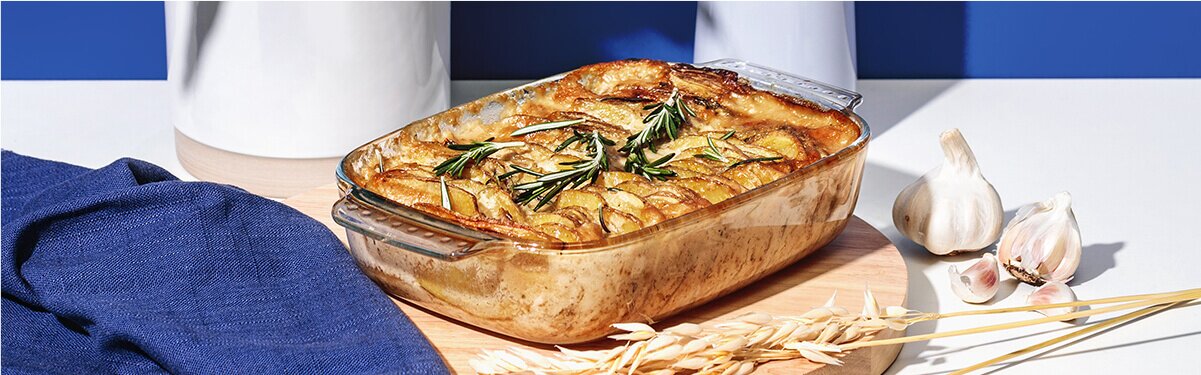 Würziges Kartoffelgratin mit Hafer Nilk