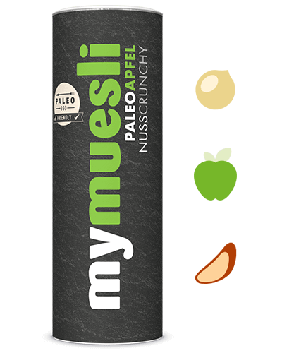 Paleo-Müsli mit Apfelstücken.