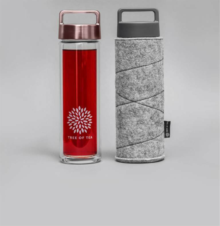 Die 2go Bottle mit der Filzhülle im Set