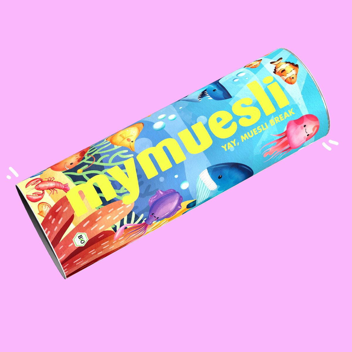 mymuesli Back to School Mixer Design mit Unterwassertieren
