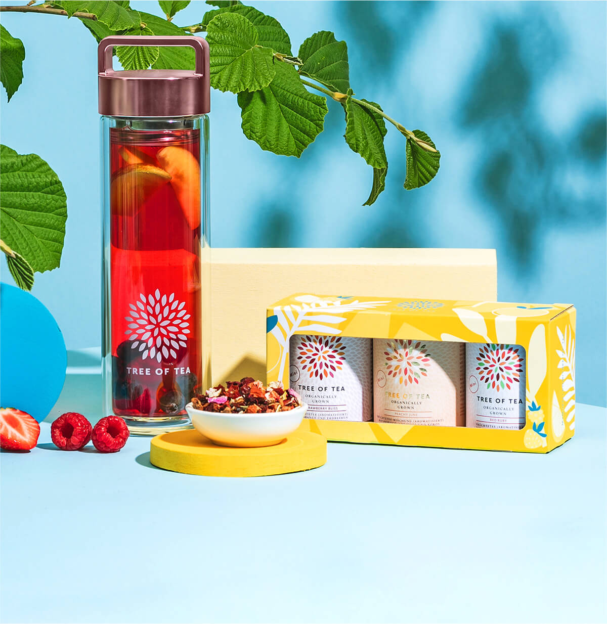 2go Bottle und 3 Tee-Minis