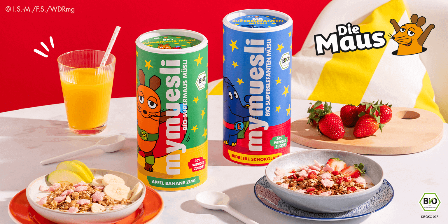 mymuesli Die Maus Müsli und der Elefant Müslis - Bio Kinder Müslis, jetzt entdecken!