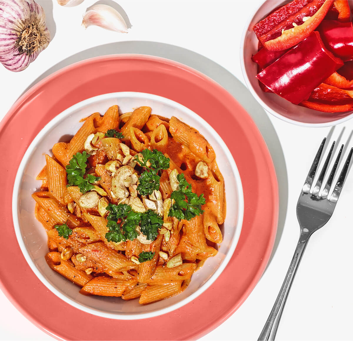 Paprika Pasta mit Cashew Nilk