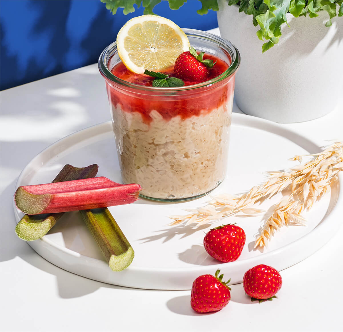 Milchreis mit Erdbeer-Rhabarber-Kompott