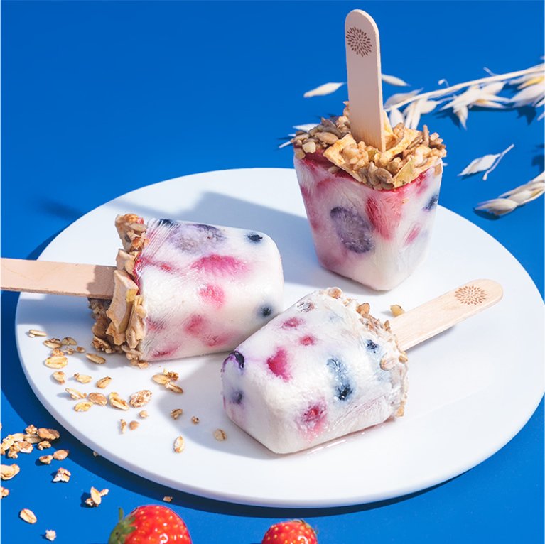 Joghurt Beeren Eis mit Hafer Nilk