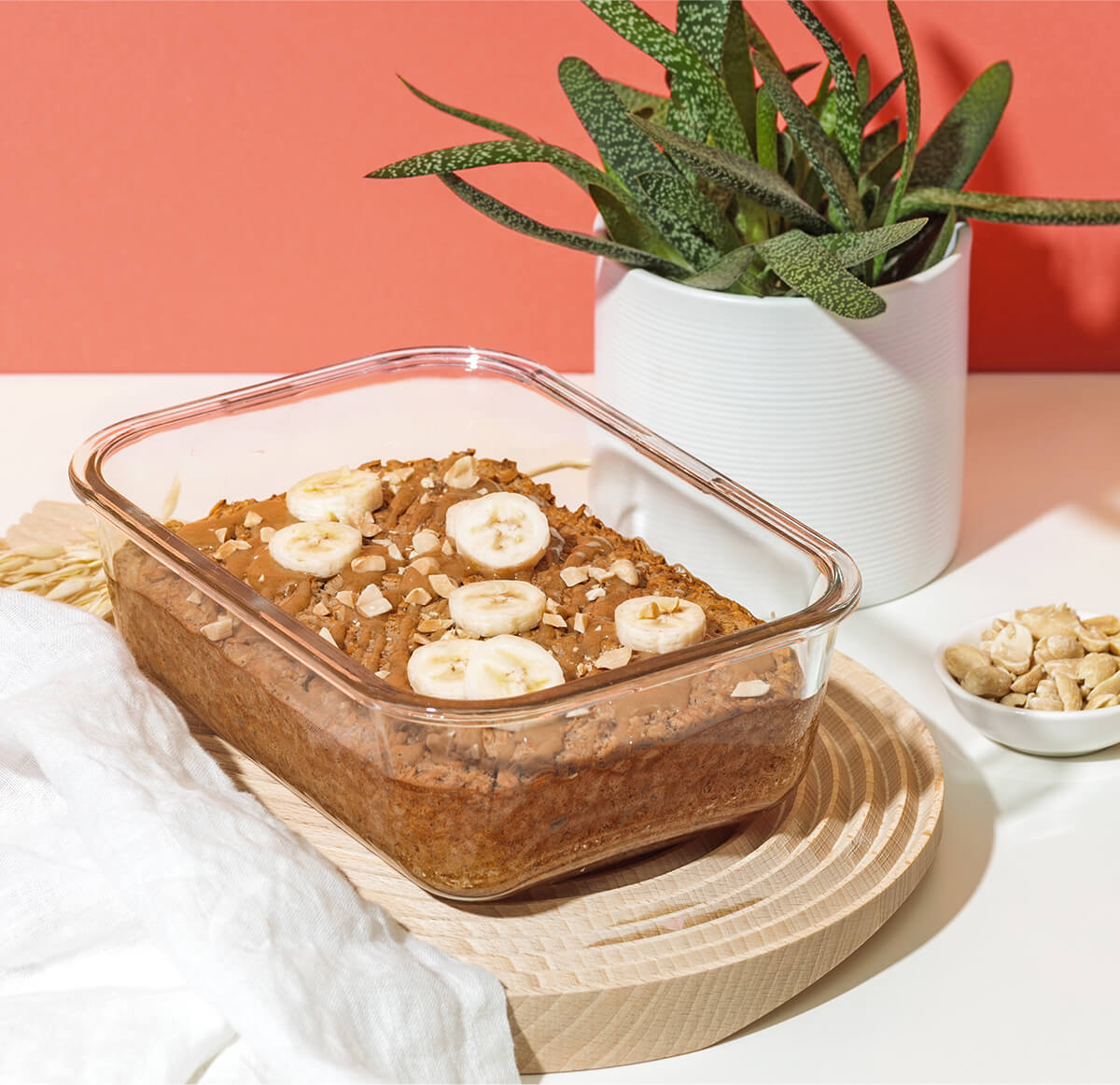 Baked Oatmeal mit Banane und Cashew Nilk