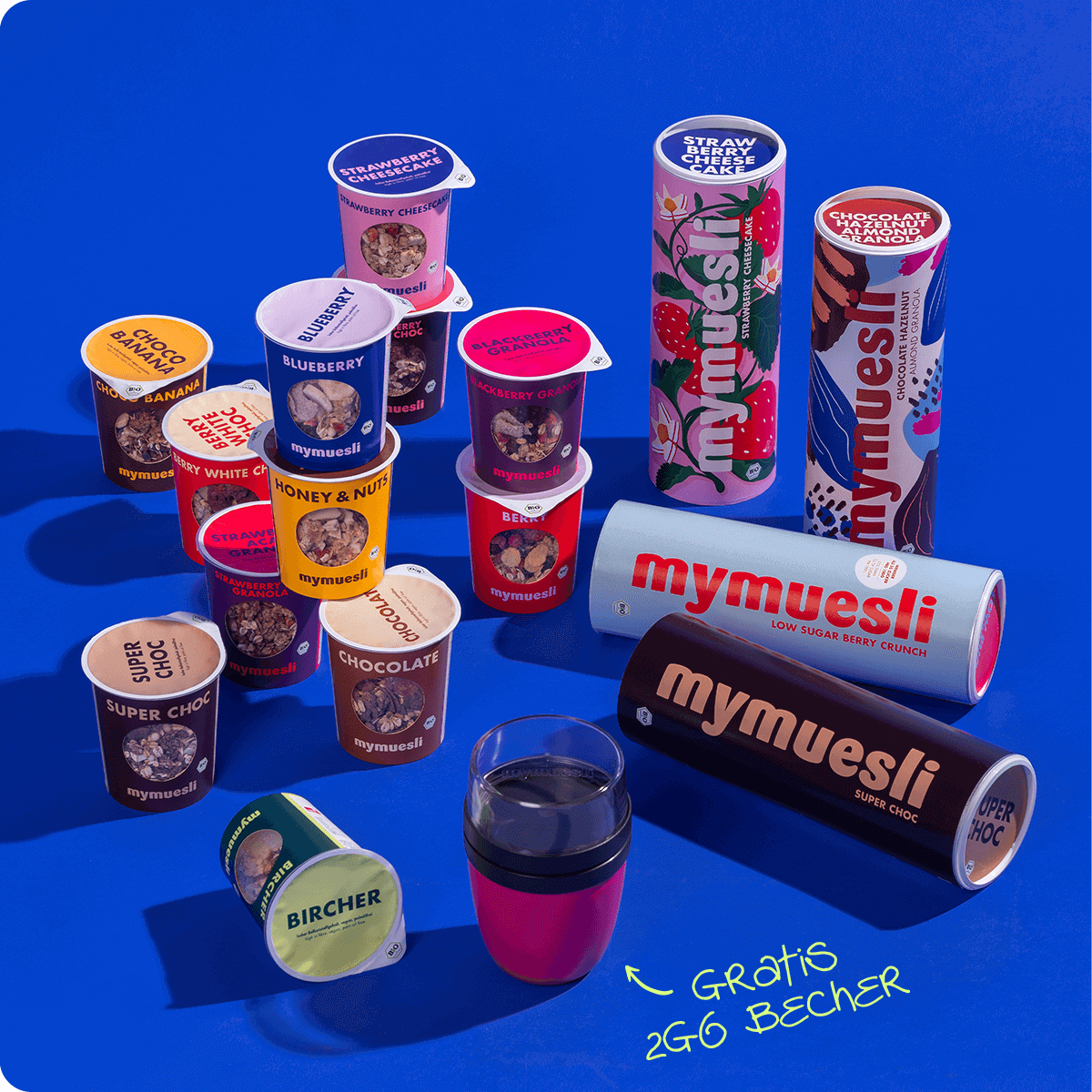 mymuesli Willkommenspaket: Jetzt durch unser Sortiment probieren und gratis 2Go Becher sichern!