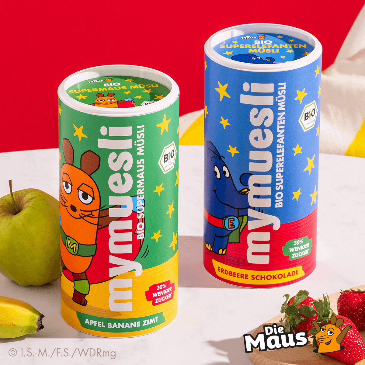 mymuesli Bio Kinder Müsli mit Apfel-Banane-Zimt oder Erdbeere Schokolade - für Kinder ab 3 Jahren!