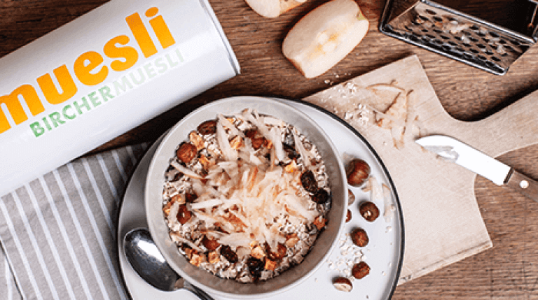 Birchermüsli mit besonders fein gemahlenen Flocken